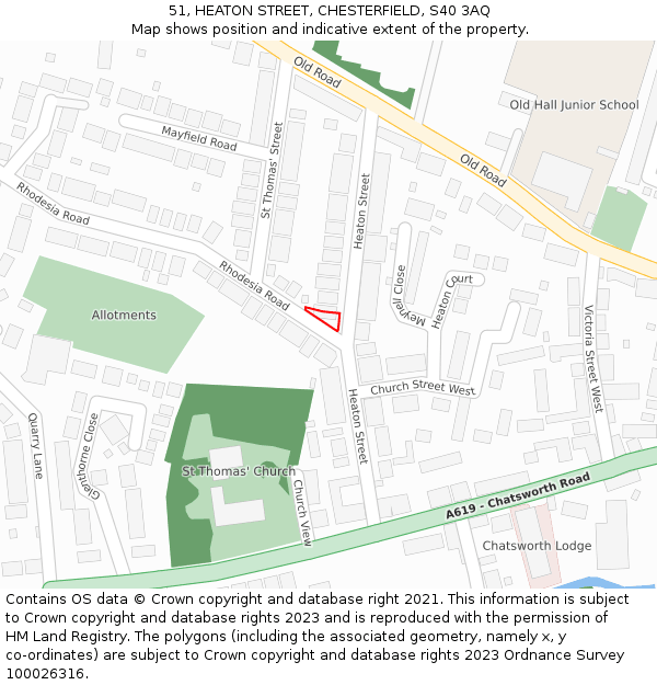 51, HEATON STREET, CHESTERFIELD, S40 3AQ: Location map and indicative extent of plot