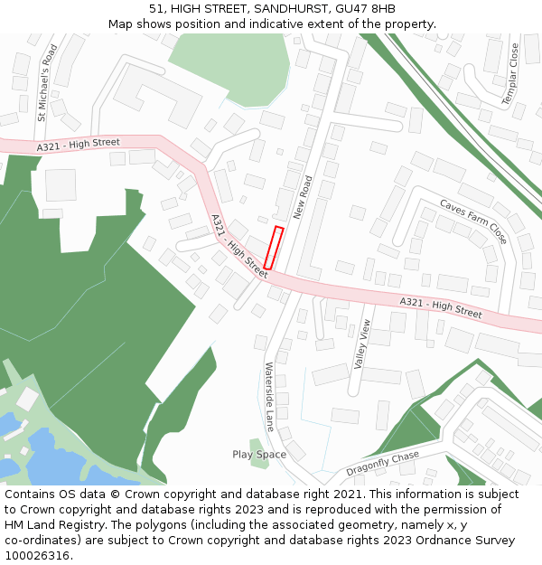 51, HIGH STREET, SANDHURST, GU47 8HB: Location map and indicative extent of plot