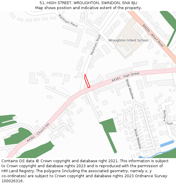 51, HIGH STREET, WROUGHTON, SWINDON, SN4 9JU: Location map and indicative extent of plot