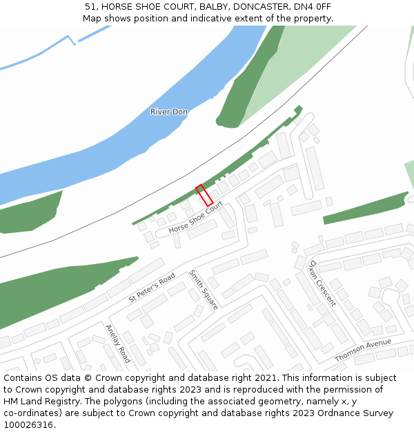 51, HORSE SHOE COURT, BALBY, DONCASTER, DN4 0FF: Location map and indicative extent of plot