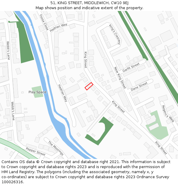 51, KING STREET, MIDDLEWICH, CW10 9EJ: Location map and indicative extent of plot