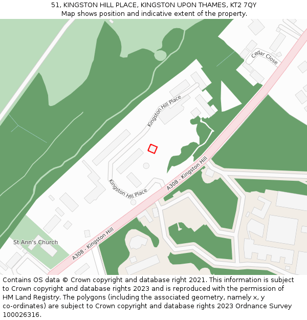 51, KINGSTON HILL PLACE, KINGSTON UPON THAMES, KT2 7QY: Location map and indicative extent of plot