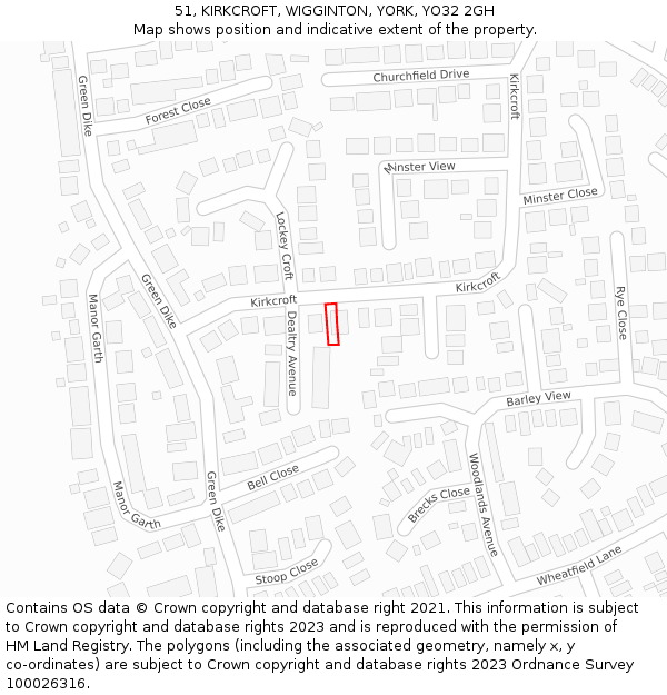 51, KIRKCROFT, WIGGINTON, YORK, YO32 2GH: Location map and indicative extent of plot