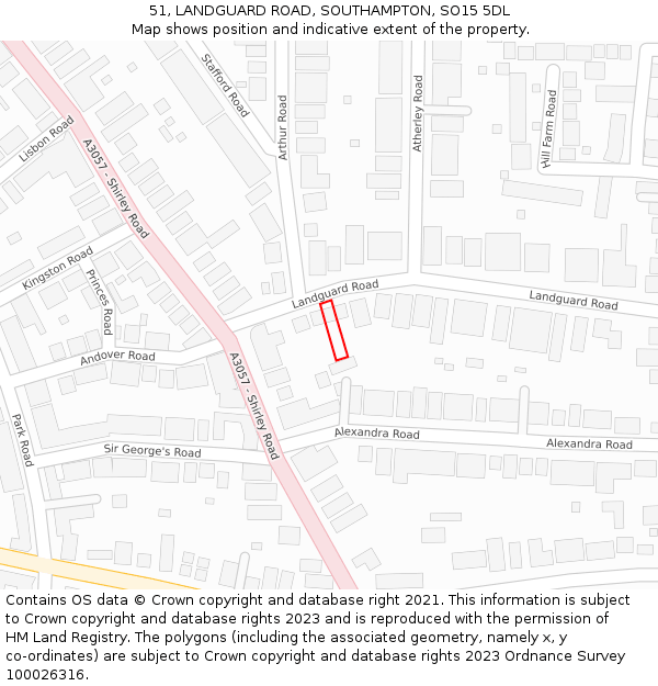 51, LANDGUARD ROAD, SOUTHAMPTON, SO15 5DL: Location map and indicative extent of plot