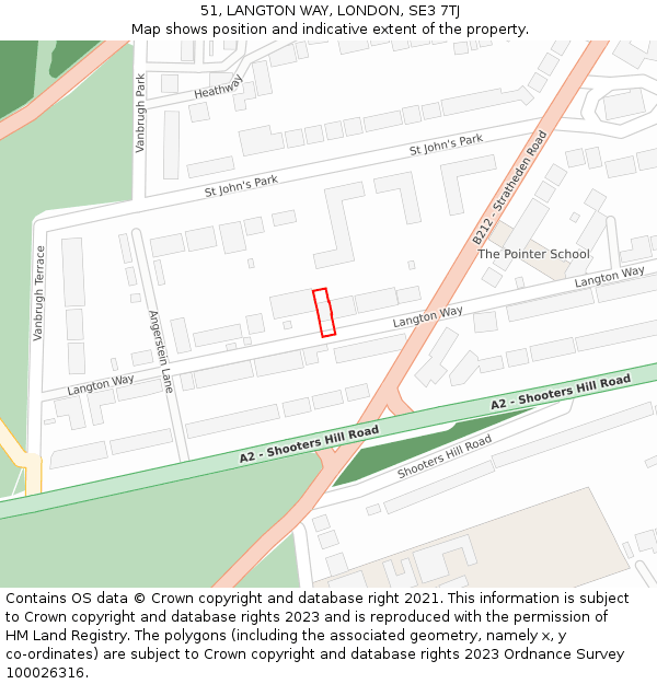 51, LANGTON WAY, LONDON, SE3 7TJ: Location map and indicative extent of plot