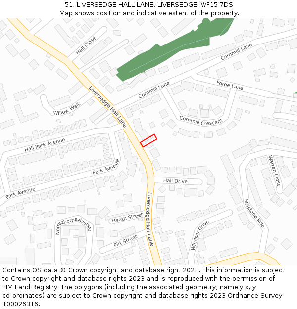 51, LIVERSEDGE HALL LANE, LIVERSEDGE, WF15 7DS: Location map and indicative extent of plot