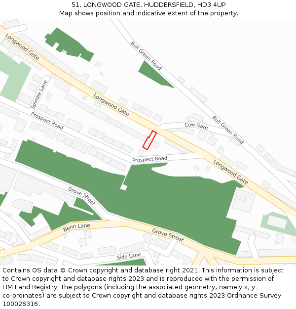 51, LONGWOOD GATE, HUDDERSFIELD, HD3 4UP: Location map and indicative extent of plot