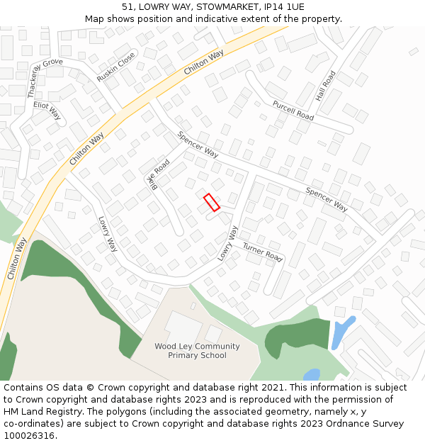 51, LOWRY WAY, STOWMARKET, IP14 1UE: Location map and indicative extent of plot