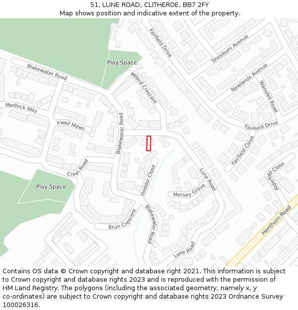 51, LUNE ROAD, CLITHEROE, BB7 2FY: Location map and indicative extent of plot