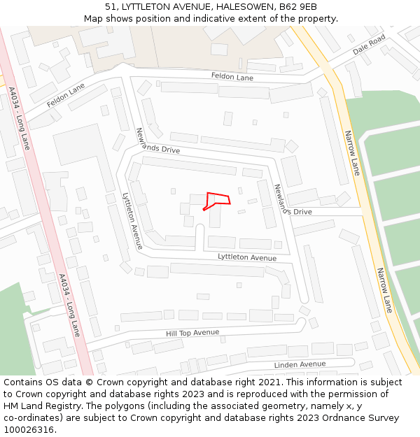 51, LYTTLETON AVENUE, HALESOWEN, B62 9EB: Location map and indicative extent of plot