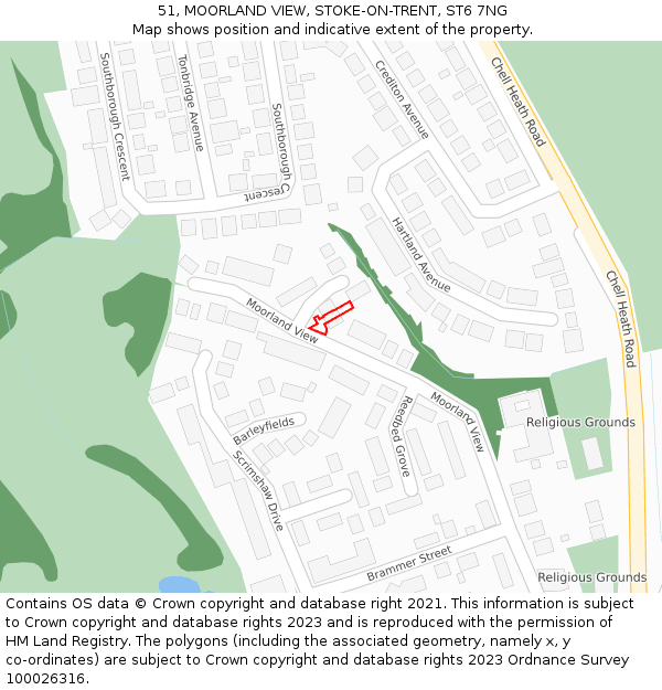 51, MOORLAND VIEW, STOKE-ON-TRENT, ST6 7NG: Location map and indicative extent of plot