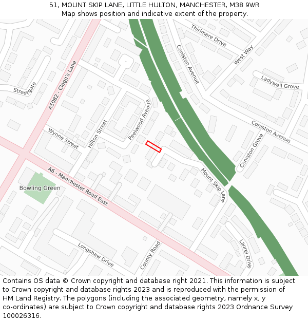51, MOUNT SKIP LANE, LITTLE HULTON, MANCHESTER, M38 9WR: Location map and indicative extent of plot