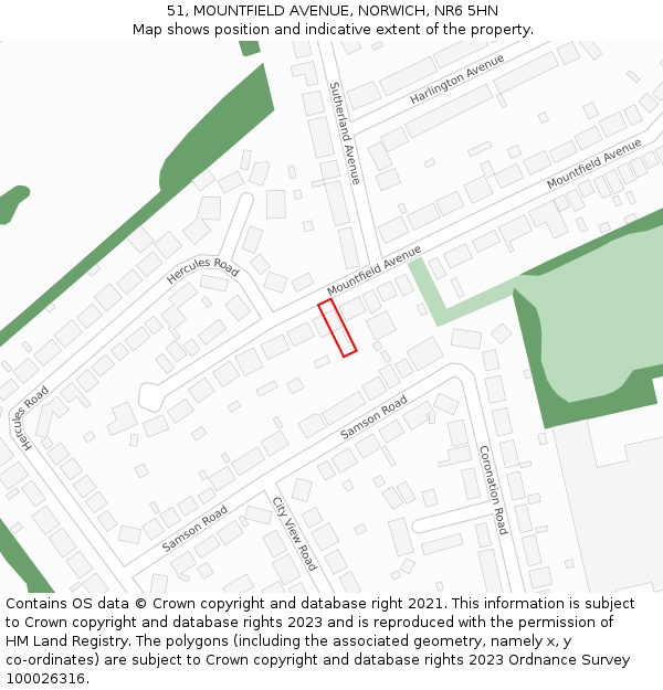 51, MOUNTFIELD AVENUE, NORWICH, NR6 5HN: Location map and indicative extent of plot