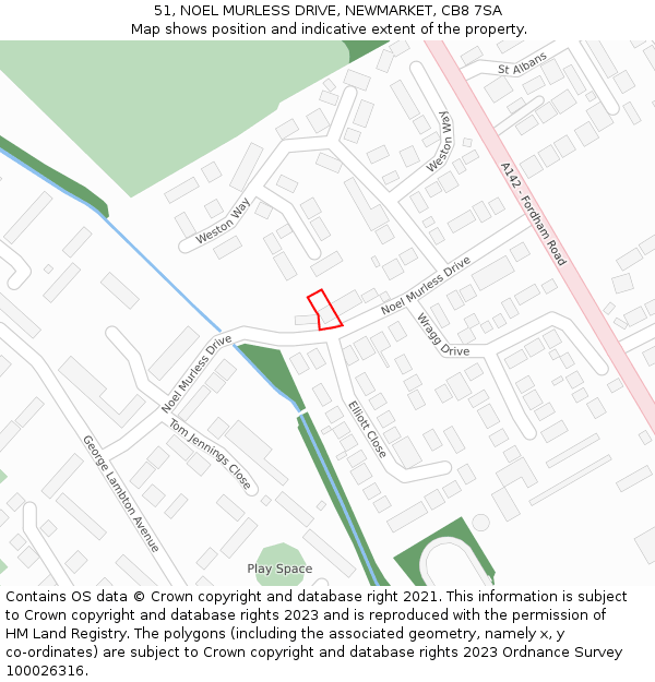 51, NOEL MURLESS DRIVE, NEWMARKET, CB8 7SA: Location map and indicative extent of plot