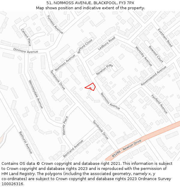 51, NORMOSS AVENUE, BLACKPOOL, FY3 7PX: Location map and indicative extent of plot