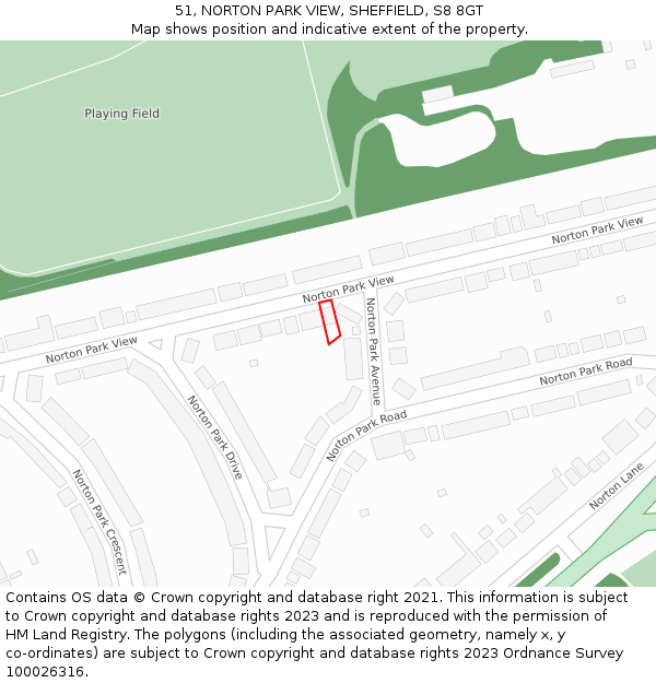 51, NORTON PARK VIEW, SHEFFIELD, S8 8GT: Location map and indicative extent of plot
