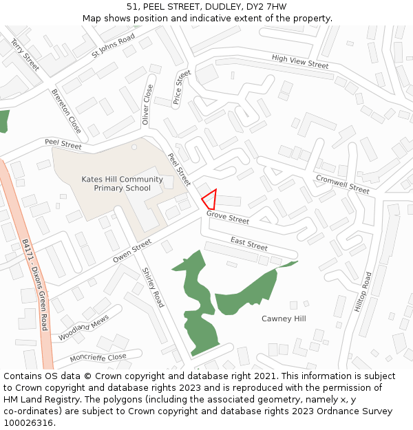 51, PEEL STREET, DUDLEY, DY2 7HW: Location map and indicative extent of plot