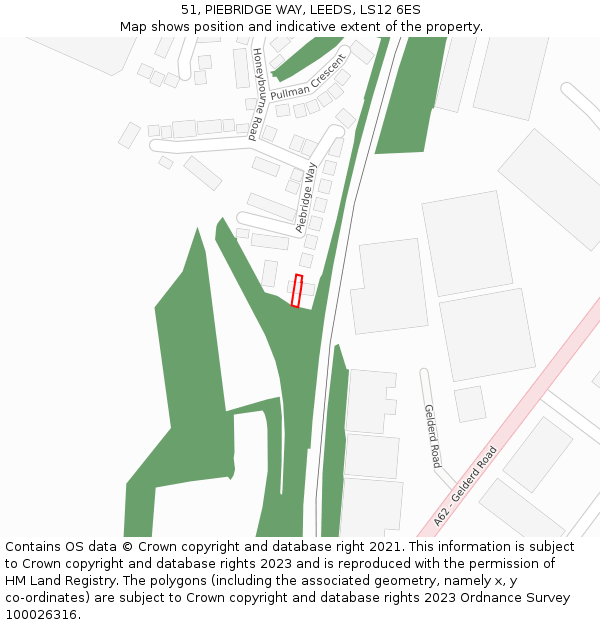 51, PIEBRIDGE WAY, LEEDS, LS12 6ES: Location map and indicative extent of plot