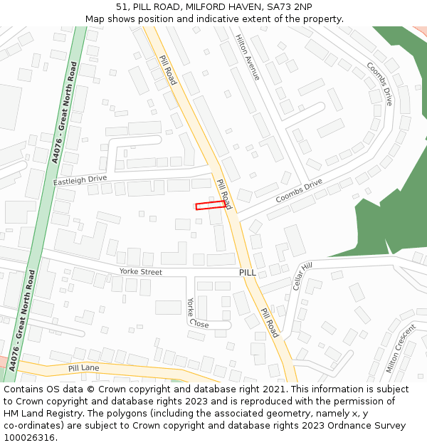 51, PILL ROAD, MILFORD HAVEN, SA73 2NP: Location map and indicative extent of plot