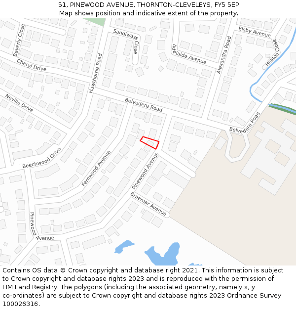 51, PINEWOOD AVENUE, THORNTON-CLEVELEYS, FY5 5EP: Location map and indicative extent of plot