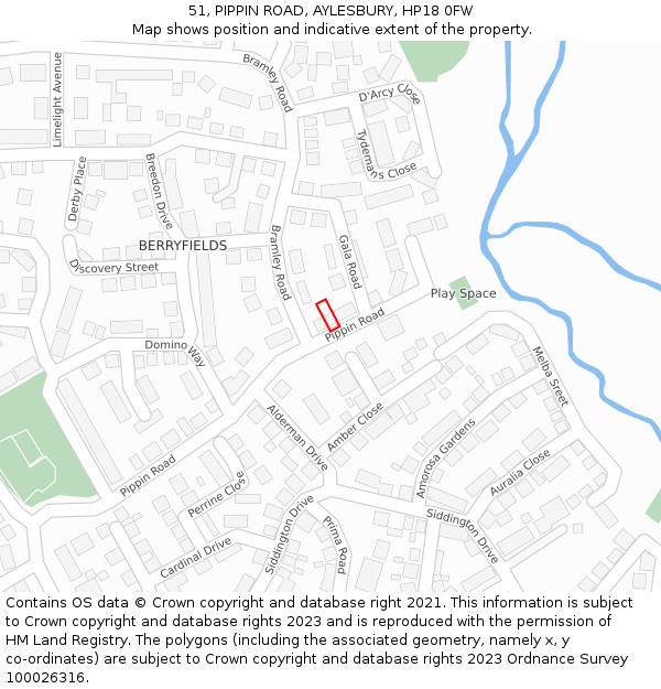 51, PIPPIN ROAD, AYLESBURY, HP18 0FW: Location map and indicative extent of plot