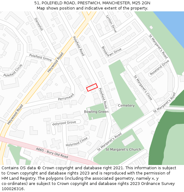 51, POLEFIELD ROAD, PRESTWICH, MANCHESTER, M25 2GN: Location map and indicative extent of plot