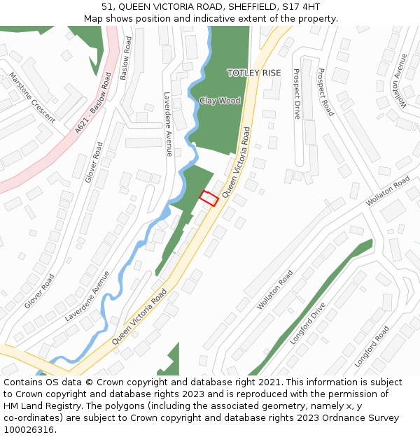 51, QUEEN VICTORIA ROAD, SHEFFIELD, S17 4HT: Location map and indicative extent of plot