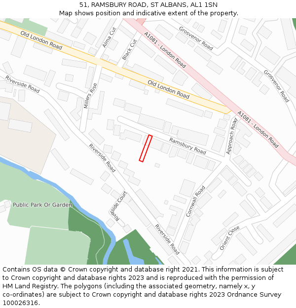 51, RAMSBURY ROAD, ST ALBANS, AL1 1SN: Location map and indicative extent of plot