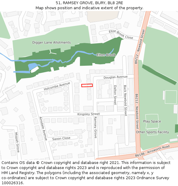 51, RAMSEY GROVE, BURY, BL8 2RE: Location map and indicative extent of plot