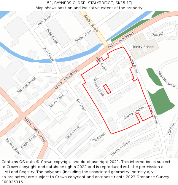 51, RAYNERS CLOSE, STALYBRIDGE, SK15 1TJ: Location map and indicative extent of plot