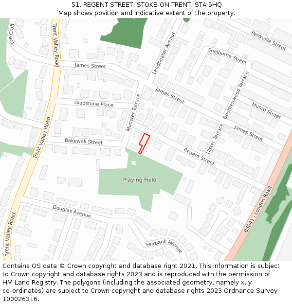 51, REGENT STREET, STOKE-ON-TRENT, ST4 5HQ: Location map and indicative extent of plot