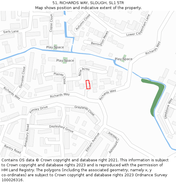 51, RICHARDS WAY, SLOUGH, SL1 5TR: Location map and indicative extent of plot