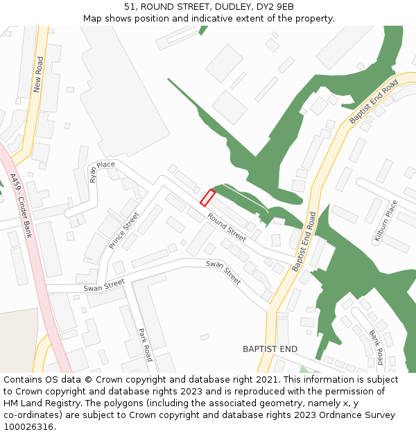 51, ROUND STREET, DUDLEY, DY2 9EB: Location map and indicative extent of plot