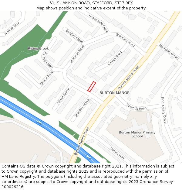 51, SHANNON ROAD, STAFFORD, ST17 9PX: Location map and indicative extent of plot