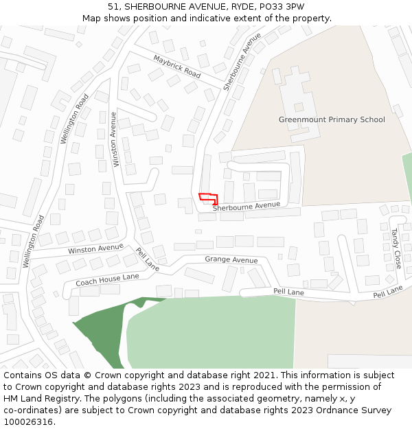 51, SHERBOURNE AVENUE, RYDE, PO33 3PW: Location map and indicative extent of plot