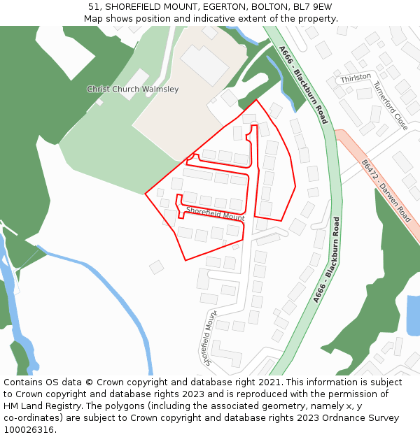51, SHOREFIELD MOUNT, EGERTON, BOLTON, BL7 9EW: Location map and indicative extent of plot