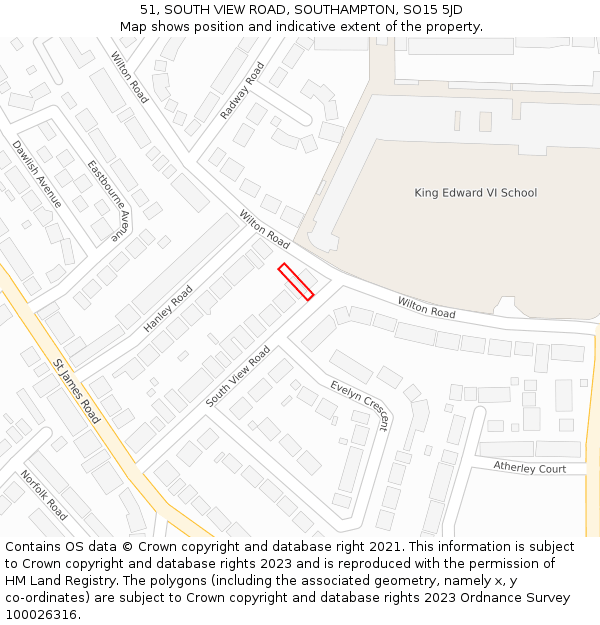 51, SOUTH VIEW ROAD, SOUTHAMPTON, SO15 5JD: Location map and indicative extent of plot