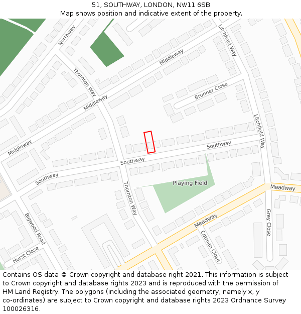 51, SOUTHWAY, LONDON, NW11 6SB: Location map and indicative extent of plot