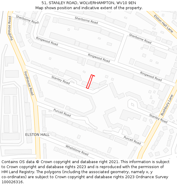 51, STANLEY ROAD, WOLVERHAMPTON, WV10 9EN: Location map and indicative extent of plot