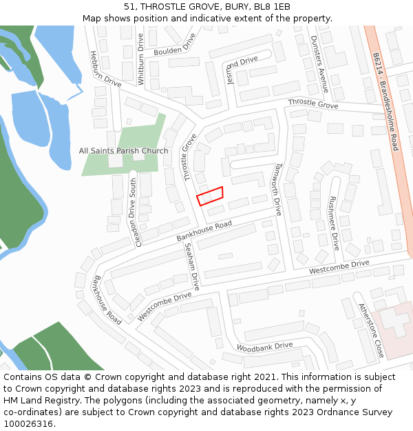 51, THROSTLE GROVE, BURY, BL8 1EB: Location map and indicative extent of plot
