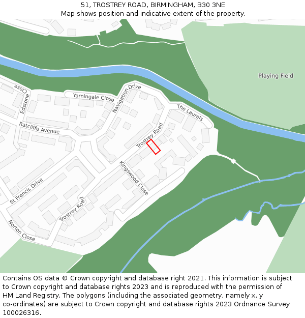 51, TROSTREY ROAD, BIRMINGHAM, B30 3NE: Location map and indicative extent of plot