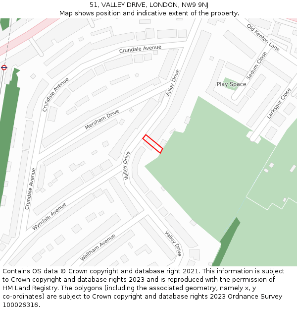 51, VALLEY DRIVE, LONDON, NW9 9NJ: Location map and indicative extent of plot