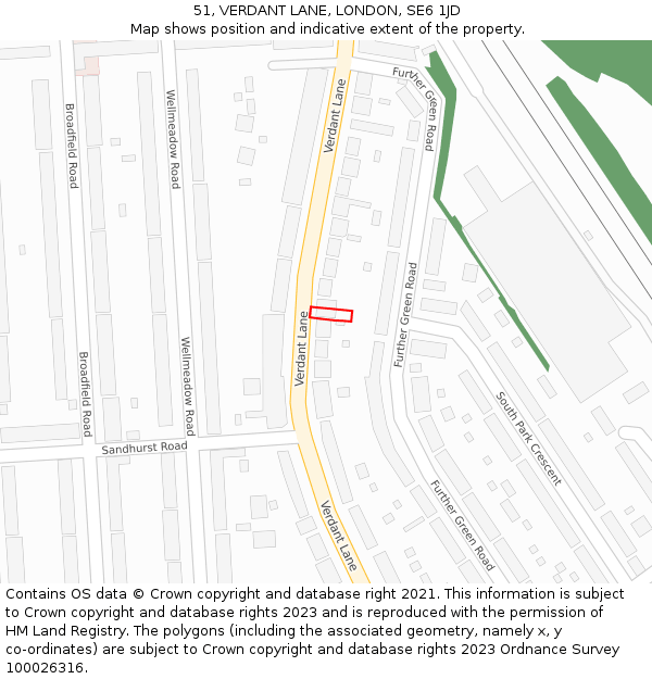 51, VERDANT LANE, LONDON, SE6 1JD: Location map and indicative extent of plot