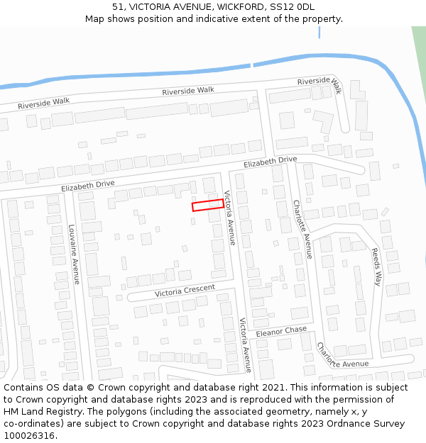 51, VICTORIA AVENUE, WICKFORD, SS12 0DL: Location map and indicative extent of plot