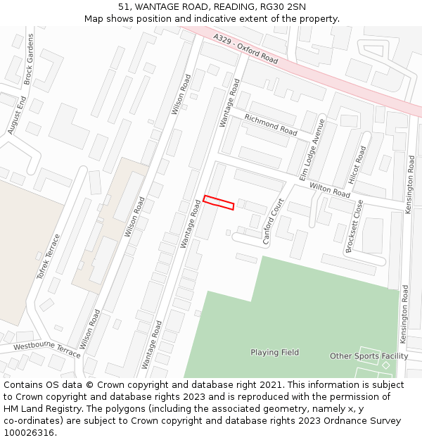 51, WANTAGE ROAD, READING, RG30 2SN: Location map and indicative extent of plot