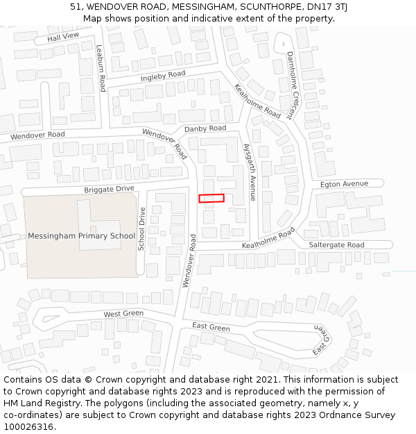 51, WENDOVER ROAD, MESSINGHAM, SCUNTHORPE, DN17 3TJ: Location map and indicative extent of plot