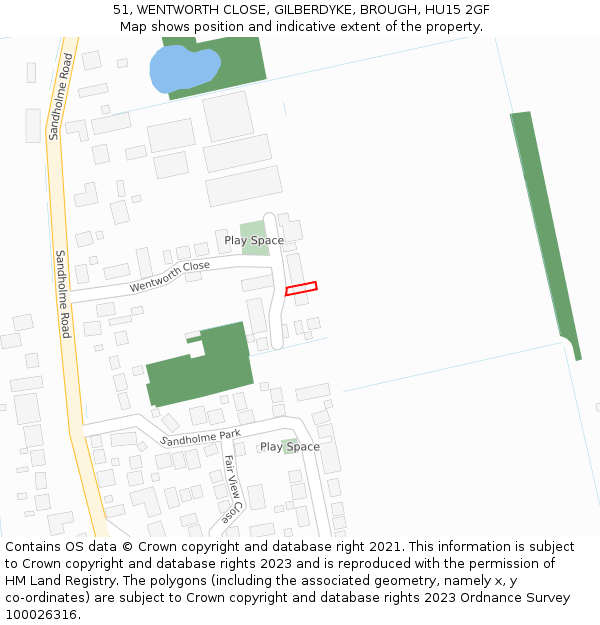 51, WENTWORTH CLOSE, GILBERDYKE, BROUGH, HU15 2GF: Location map and indicative extent of plot