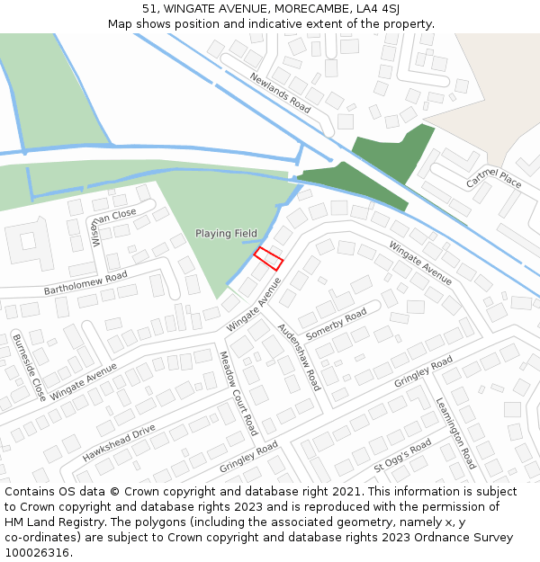 51, WINGATE AVENUE, MORECAMBE, LA4 4SJ: Location map and indicative extent of plot