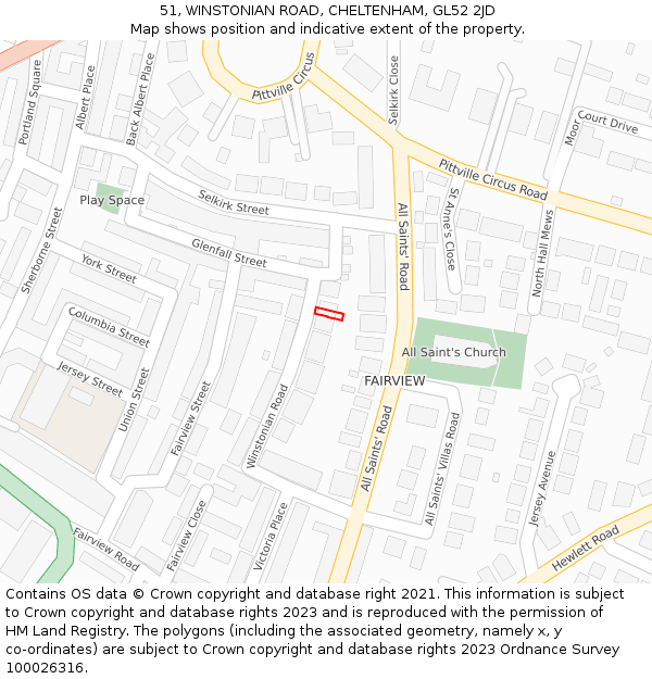 51, WINSTONIAN ROAD, CHELTENHAM, GL52 2JD: Location map and indicative extent of plot