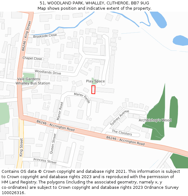 51, WOODLAND PARK, WHALLEY, CLITHEROE, BB7 9UG: Location map and indicative extent of plot
